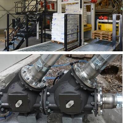 Sackentleerung mit pneumatischem Ferntransport