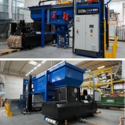 Sackentleerungssystem mit Beutelballenpresse