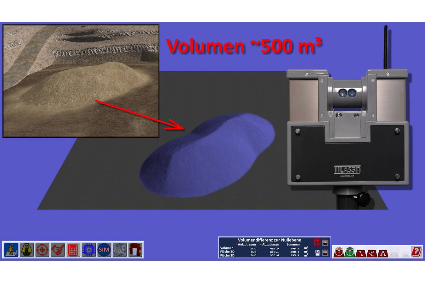 Tripod-based measurement of bulk solids with TILAS3D Volume measurement of bulk solids at any location