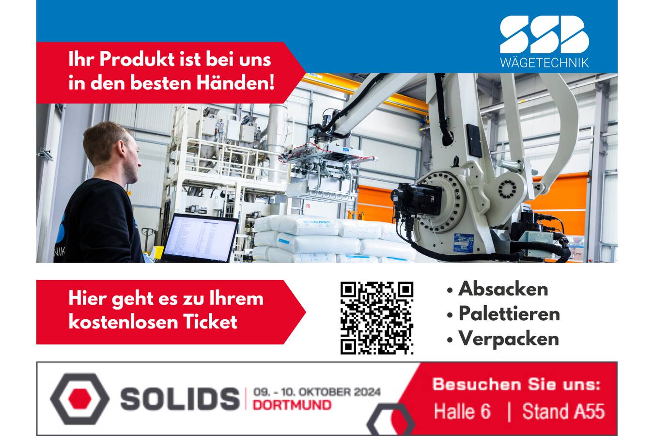 SSB at the trade fair for bulk solids technologies: SOLIDS 2024 Next week, things get underway at the SOLIDS in Dortmund, the trade fair for the bulk solids industry.