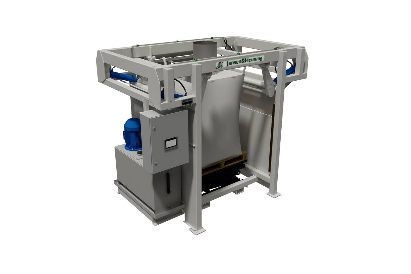 Vollautomatischer Big-Bag-Brecher: Gleichmäßige Big-Bag-Konditionierun Nach der Entwicklung der mobilen und halbautomatischen Big-Bag-Brecher hat Jansen&Heuning nun einen vollautomatischen Brecher konstruiert.