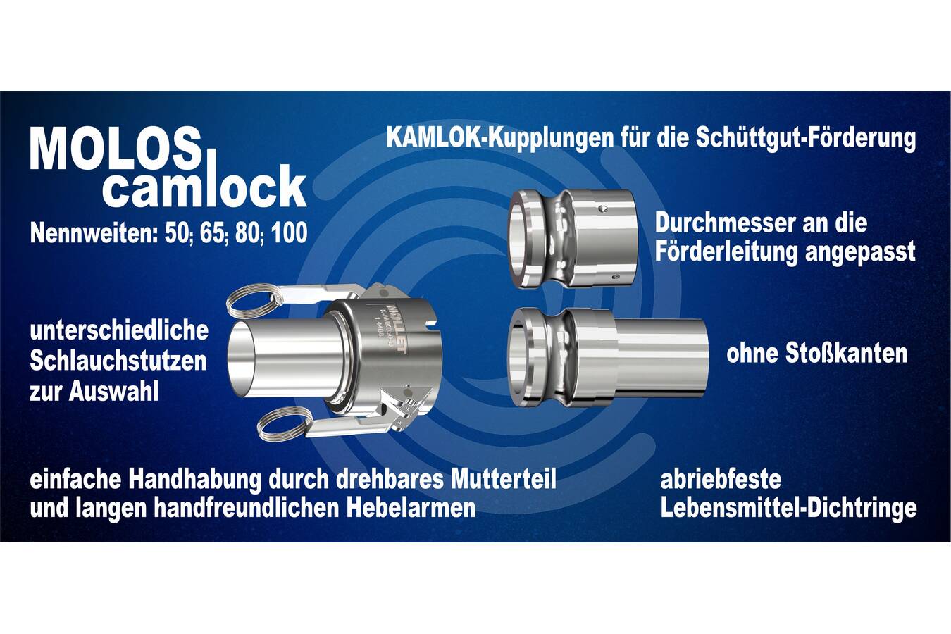 Schüttgutförderung mit innovativen stoßfreien Schlauchkupplungen Gewährleistung eines störungsfreien Schüttgutstroms bei der pneumatischen Förderung