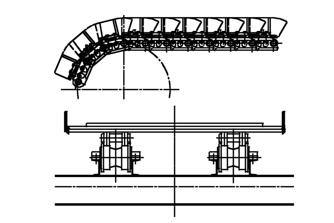 Abb.17 Buckelplattenband mit festen Laufrollen