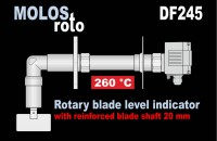 Rotary blade level indicator with reinforced blade shaft